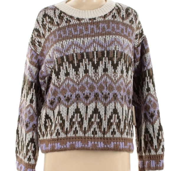 Anthropologie Fabiana Cropped Fair Isle Sweater - Picture 2 of 7